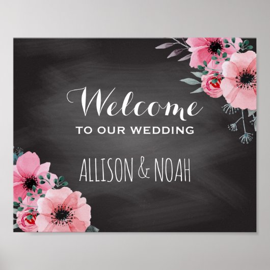 Persoonlijk Chalkboard Wedding | Welkomstteken Poster (Voorkant)