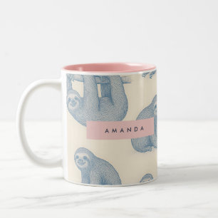 Persoonlijk Charmant Elegant Blauw Luiaard Patroon Tweekleurige Koffiemok