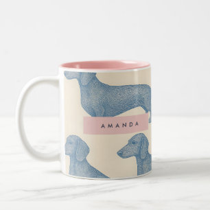 Persoonlijk Charmant Elegant Dachshund Patroon Tweekleurige Koffiemok