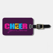 Persoonlijk Cheer Cheerlead Paars Bagagelabel (Voorkant horizontaal)
