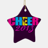 Persoonlijk Cheer Cheerlead Paars Keramisch Ornament (Rechts)