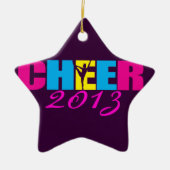 Persoonlijk Cheer Cheerlead Paars Keramisch Ornament (Voorkant)