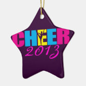 Persoonlijk Cheer Cheerlead Paars Keramisch Ornament (Links)
