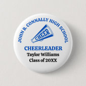 Persoonlijk Cheerleader Blauwe Middelbare School Ronde Button 5,7 Cm (Voorkant)