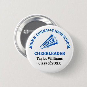 Persoonlijk Cheerleader Blauwe Middelbare School Ronde Button 5,7 Cm