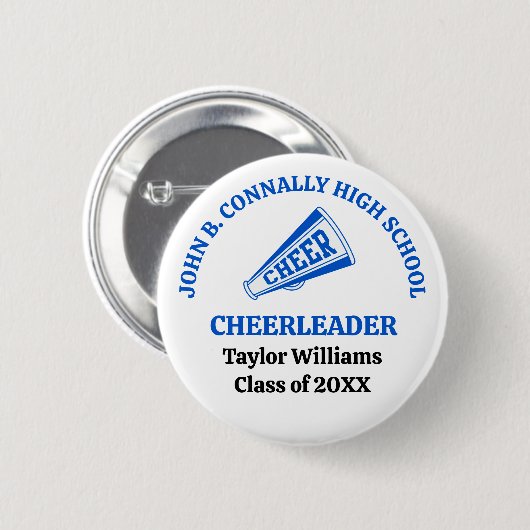 Persoonlijk Cheerleader Blauwe Middelbare School Ronde Button 5,7 Cm (Voorkant /achterkant)