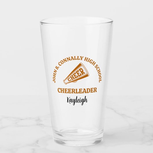Persoonlijk Cheerleader Oranje Hoge School Glas (Voorkant)