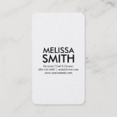 persoonlijk chef-kok catering minimalistisch chic visitekaartje (Achterkant)