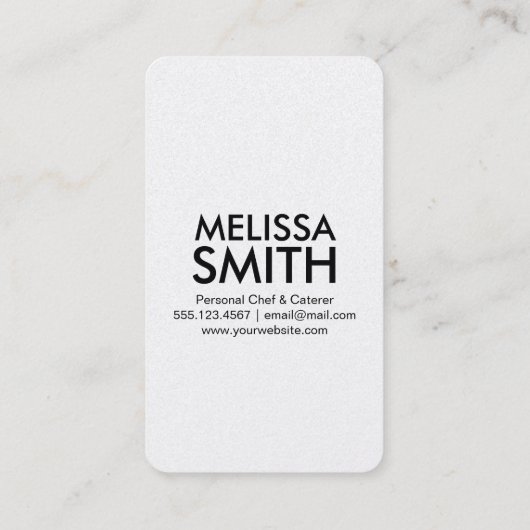 persoonlijk chef-kok catering minimalistisch chic  visitekaartje (Achterkant)