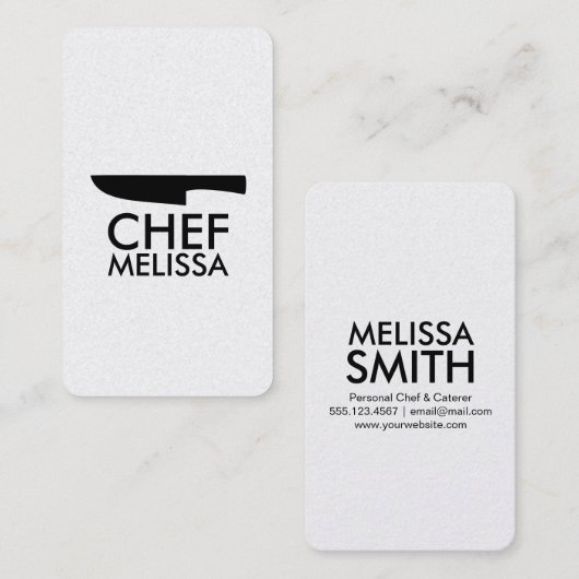 persoonlijk chef-kok catering minimalistisch chic  visitekaartje (Voorkant / Achterkant)