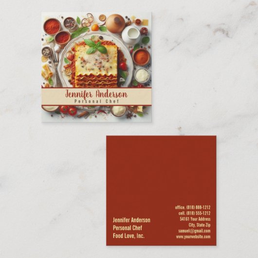 Persoonlijk chef-kok Sous Chef Restaurant Vierkante Visitekaartje (Voorkant / Achterkant)