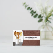 Persoonlijk Chef Leather Custom Photo QR Code Visitekaartje (Staand voorkant)