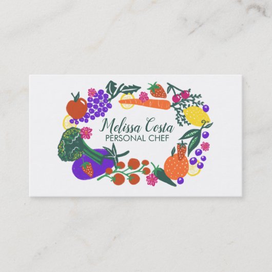 PERSOONLIJK CHEF Modern Gardener Veggies Fruits Visitekaartje (Voorkant)