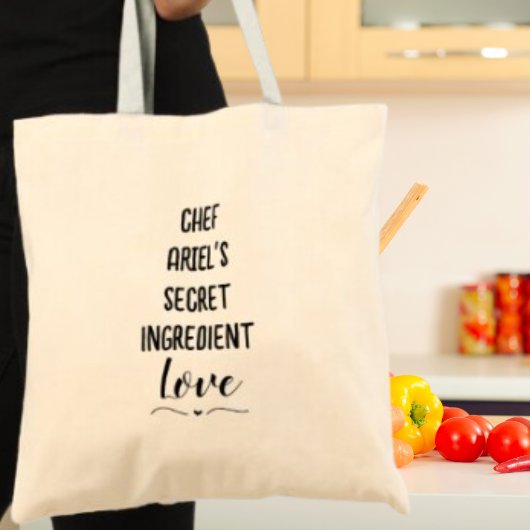Persoonlijk chef's geheime ingrediënt kookcadeau tote bag