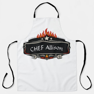 Persoonlijk chefsschort met vlammen | Aangepaste n Schort