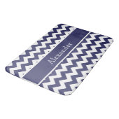 Persoonlijk Chevron Navy Blauwe Witte achtergrond Badmat (Gekanteld)