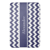 Persoonlijk Chevron Navy Blauwe Witte achtergrond Badmat (Voorkant Verticaal)