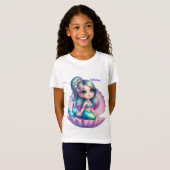 Persoonlijk Chibi Zeemeermin in Schelp T-Shirt (Voorkant volledig)