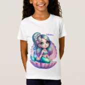 Persoonlijk Chibi Zeemeermin in Schelp T-Shirt (Voorkant)