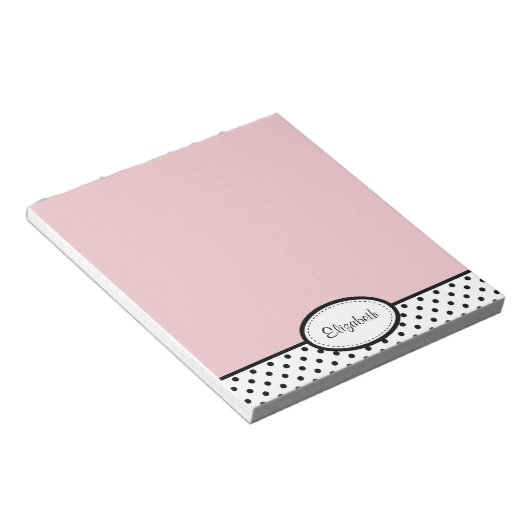 Persoonlijk Chic Polka Dot PInk Notitieblok (Schuin)