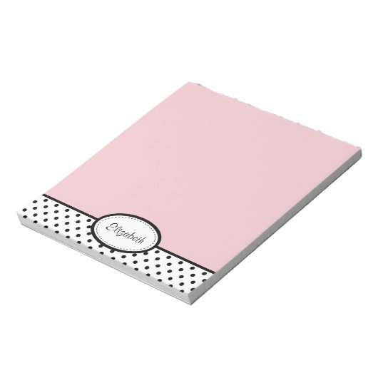 Persoonlijk Chic Polka Dot PInk Notitieblok (Linkerzijde)
