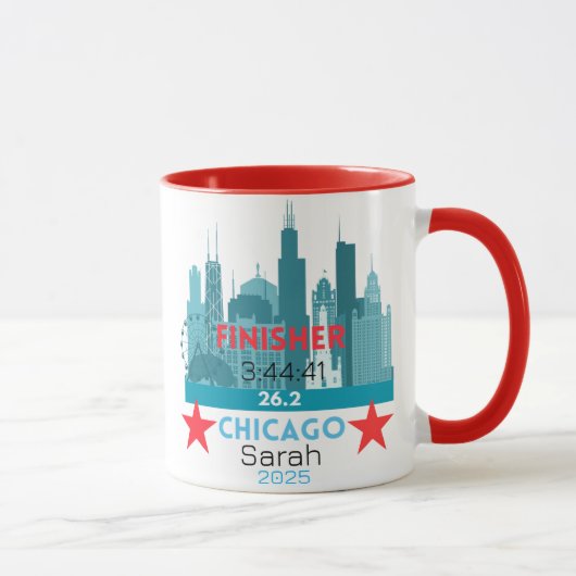 Persoonlijk Chicago Marathon 2025 cadeau voor hard Mok (Rechts)