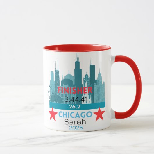 Persoonlijk Chicago Marathon 2025 cadeau voor hard Mok (Rechts)