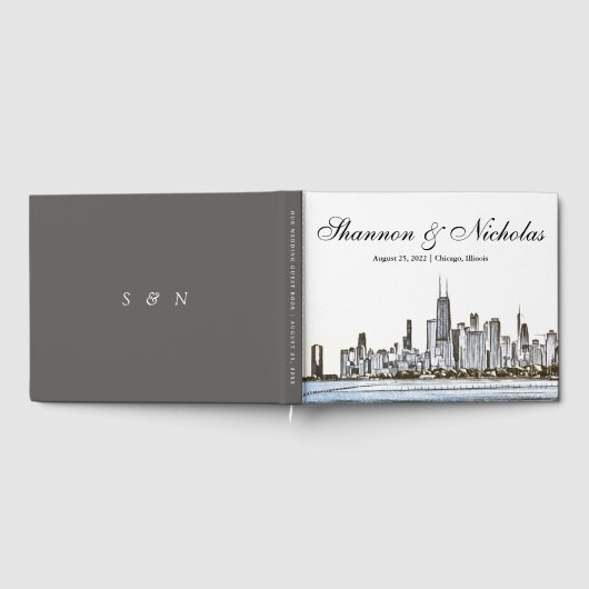Persoonlijk Chicago Skyline Guest Book Gastenboek (Volledig)