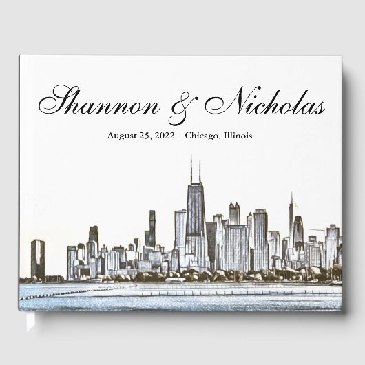 Persoonlijk Chicago Skyline Guest Book Gastenboek (Voorkant)