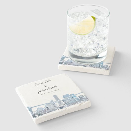 Persoonlijk Chicago Stone Onderzetter (Zijkant)