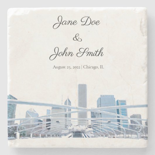 Persoonlijk Chicago Stone Onderzetter (Voorkant)