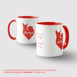 Persoonlijk Chihuahua Love Heart Chimigos Logo Mok