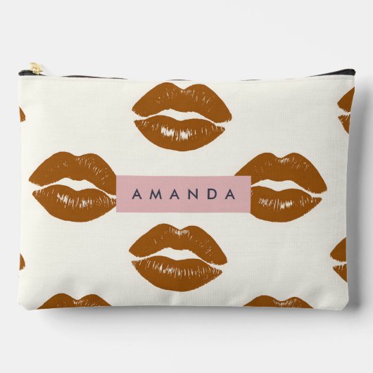 Persoonlijk Chique Bruine Lippenprint Ontwerp Etui (Voorkant)