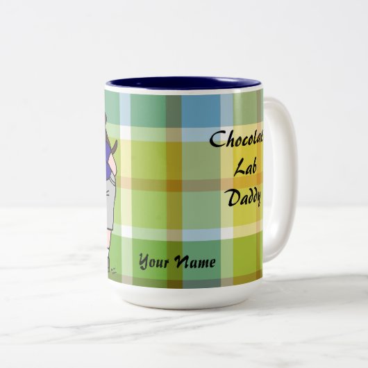 Persoonlijk Chocolade Lab Papa Pset Tweekleurige Koffiemok (Voorkant rechts)