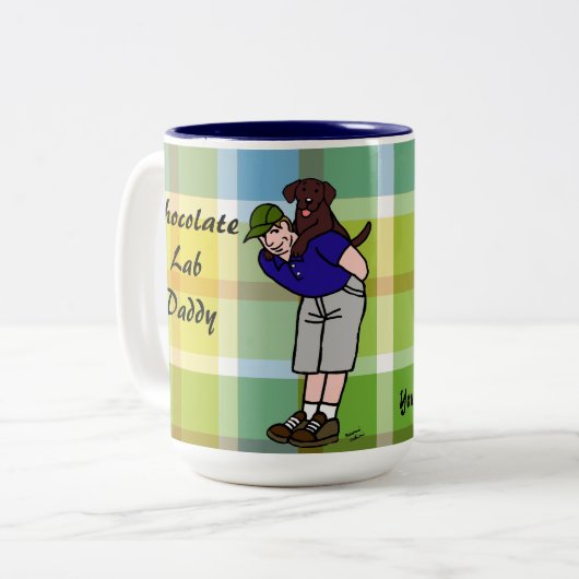 Persoonlijk Chocolade Lab Papa Pset Tweekleurige Koffiemok (Voorkant links)