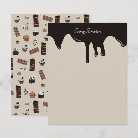 Persoonlijk chocolade thema patroon notitiekaartje (Voorkant / Achterkant)