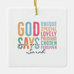 Persoonlijk christelijk Bijbelversornament Keramisch Ornament