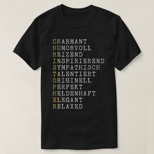 Persoonlijk Christopher Adjective T-Shirt (Design voorkant)