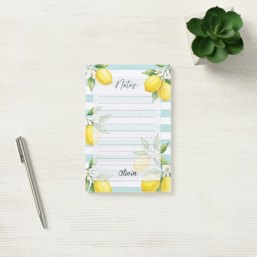 Persoonlijk citroen gelinieerd notitieblok post-it® notes (Kantoor)