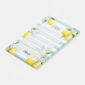 Persoonlijk citroen gelinieerd notitieblok post-it® notes (Schuin)