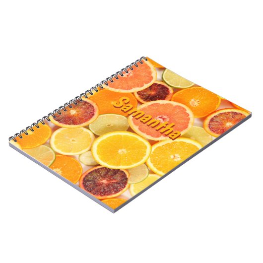 Persoonlijk citrus notitieboek | Vers fruit school (Linkerzijde)