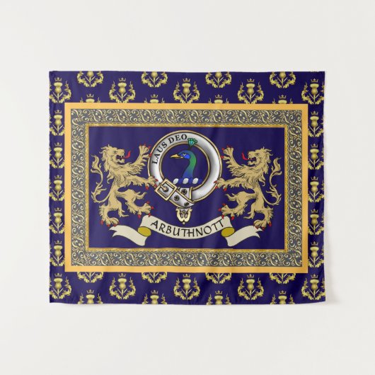 Persoonlijk Clan Badge Arbuthnott Blauw Wandkleed (Voorkant (horizontaal))