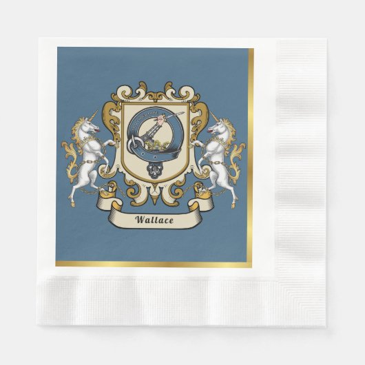 Persoonlijk Clan-badge Wallace Blauw Servet (Voorkant)
