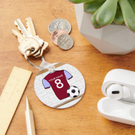 Persoonlijk Claret Blue Football Soccer Jersey Sleutelhanger