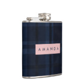 Persoonlijk Classic Navyblauw Geruit Patroon Heupfles (Rechts)