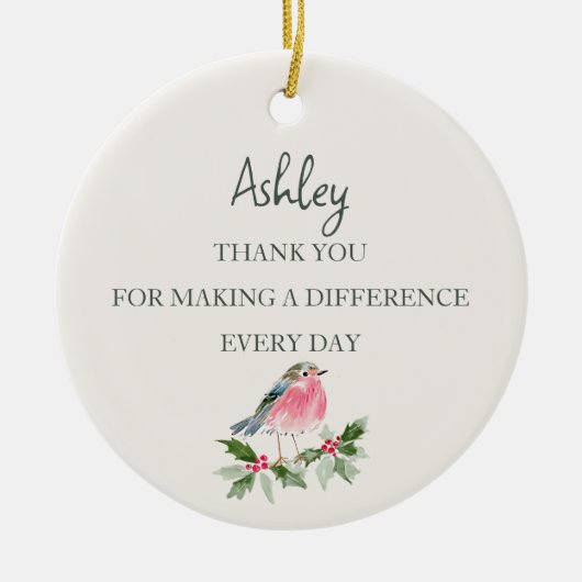 Persoonlijk CNA Kerst Dank Geschenk Keramisch Ornament (Voorkant)