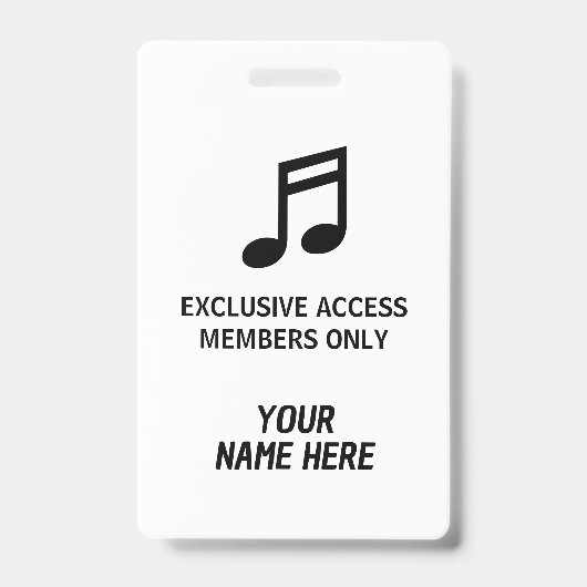 Persoonlijk concertpasje voor leden badge (Voorzijde)