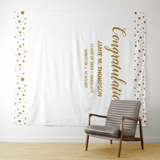 Persoonlijk Confetti Feliciteert Geslaagd Afgestud Wandkleed (In Situ (horizontaal))