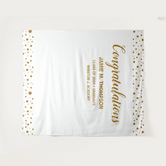 Persoonlijk Confetti Gefeliciteerd Geslaagd Afgest Wandkleed (Voorkant (horizontaal))