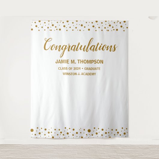 Persoonlijk Confetti Gefeliciteerd Geslaagd Afgest Wandkleed (Voorkant)